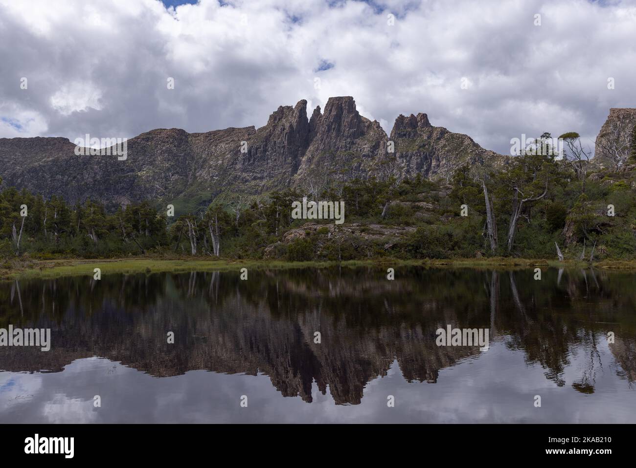 close view of mt geryon and the pool of memories on a summer day at the labyrinth Stock Photo