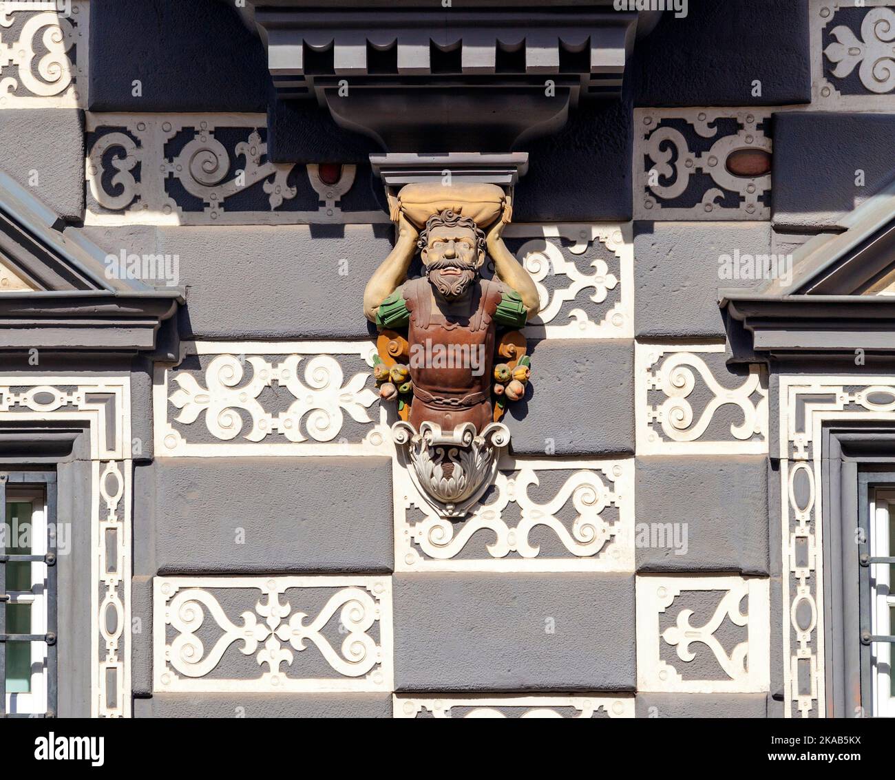 balcony of Renaissance house in Erfurt called &amp;quot;Haus zum Stockfisch ...