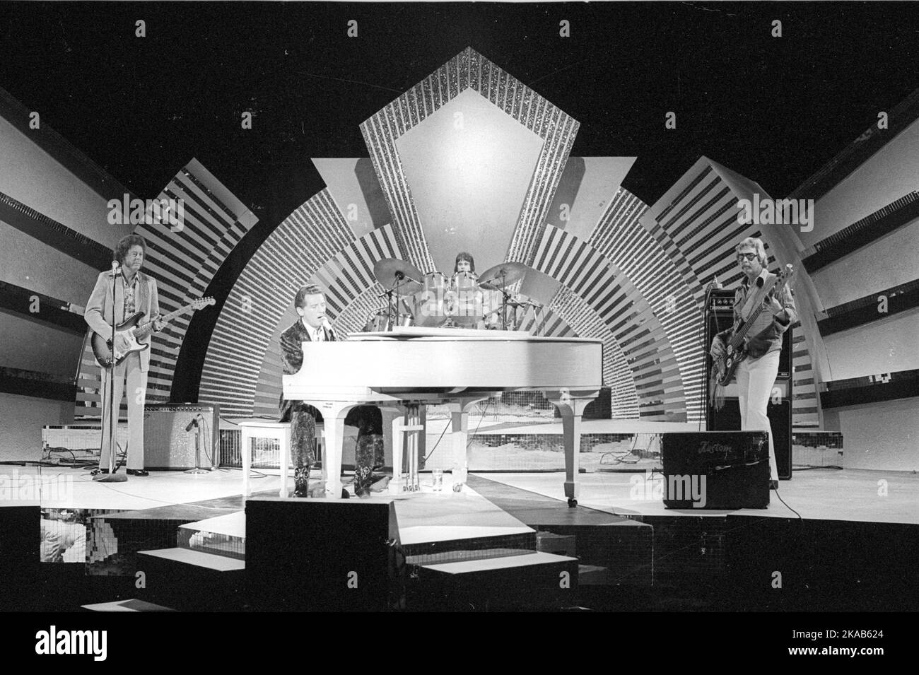 BURBANK, CA - NOVEMBER 08: Jerry Lee Lewis performs on the Midnight Special TV show at NBC Studios on November 8, 1976 in Burbank, California.  Credit: Jeffrey Mayer / Rock Negatives / MediaPunch Stock Photo