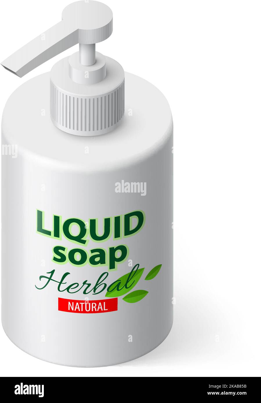 Liquid Soap in White Bottle in Isometric Style Stock Vector