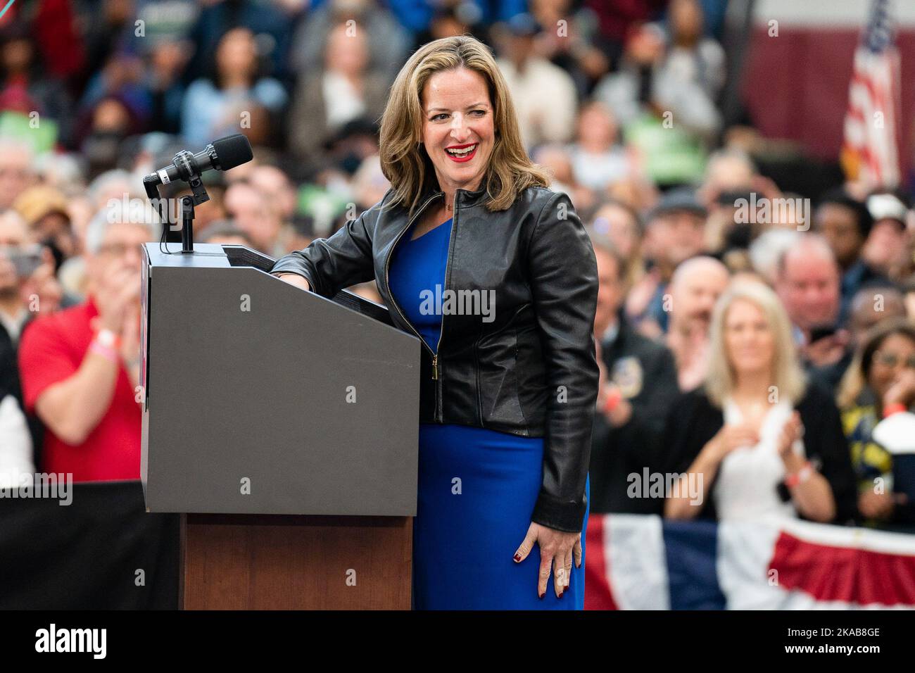 Michigan Secretary of State Jocelyn Benson speaks during the Get Out