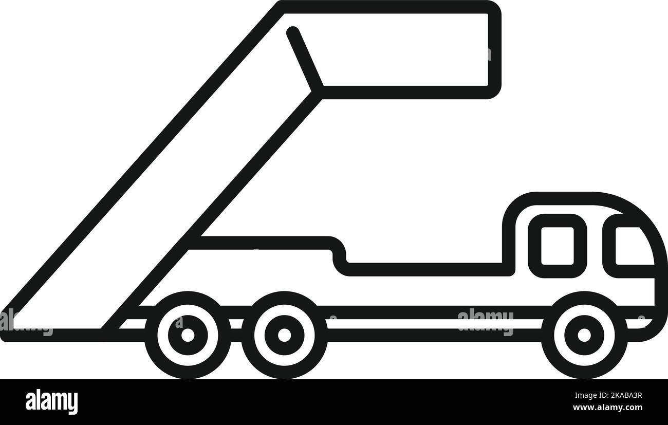 Airplane stairs icon outline vector. Ground airport. Cargo truck Stock Vector