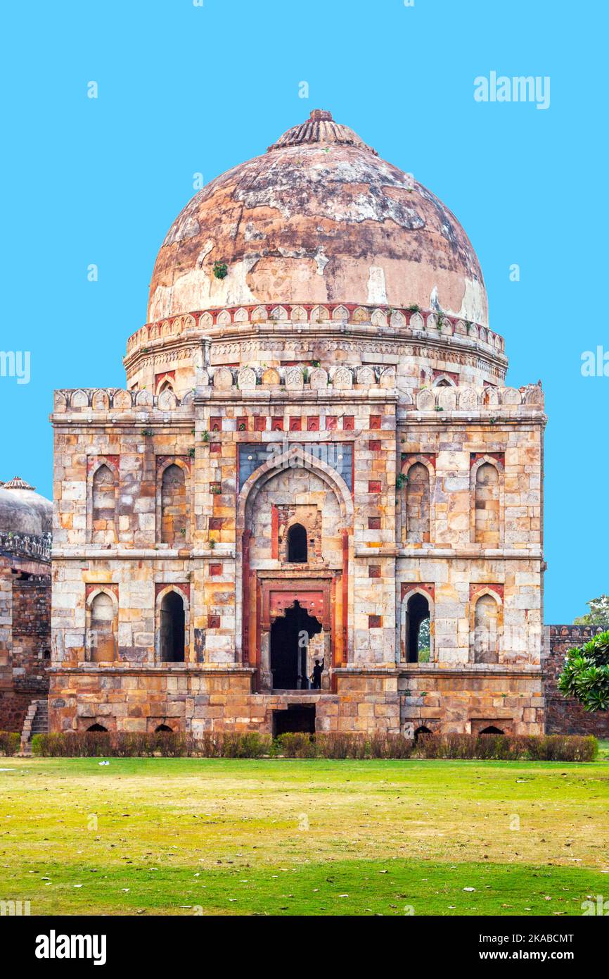 Lodi Gardens. Islamic Tomb (Bara Gumbad) set in landscaped gardens. 15th Century AD. New Delhi, India. Stock Photo