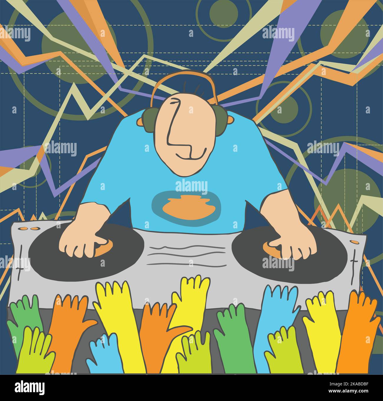 Cartoon funny DJ illustration Stock Vector
