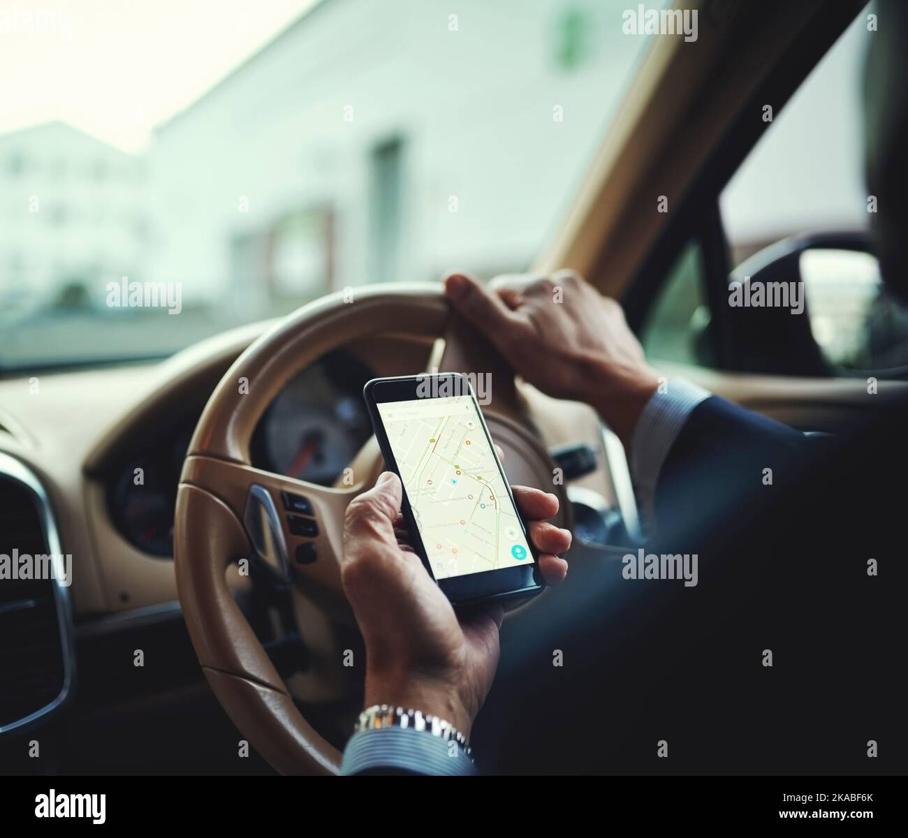 You have arrived at your destination. a businessman using his phones