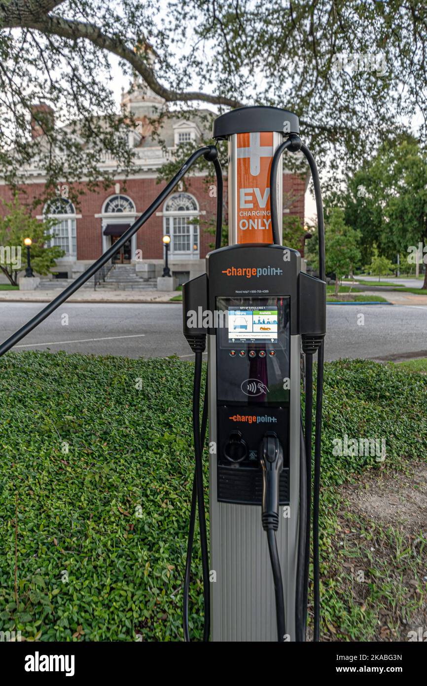 Eufaula, Alabama, USA Aug. 13, 2022 An EV charging station in