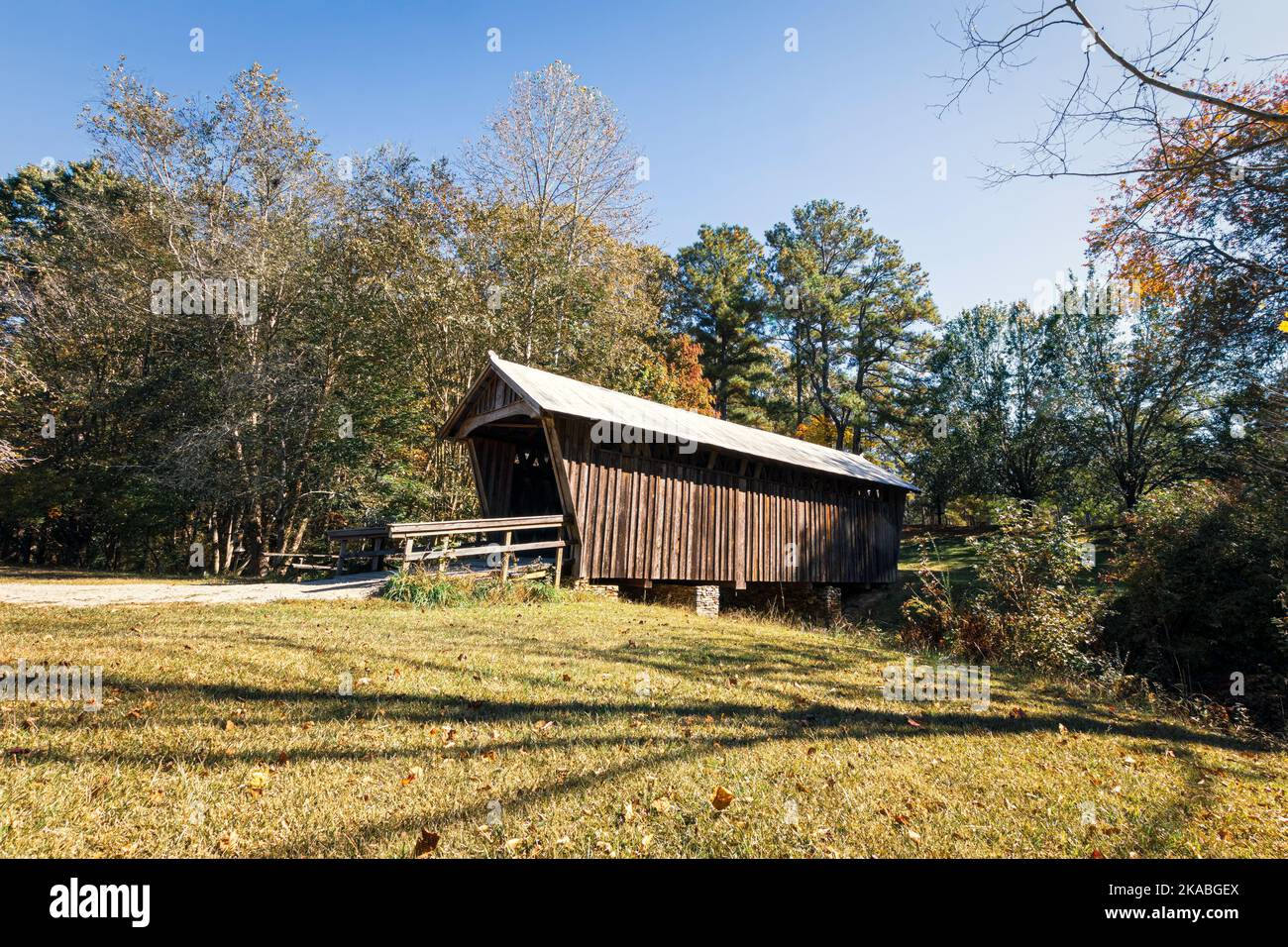 Carrollton, USAOct. 20, 2022 Shiloh Walking Trail Covered Bridge, built in 1993 from