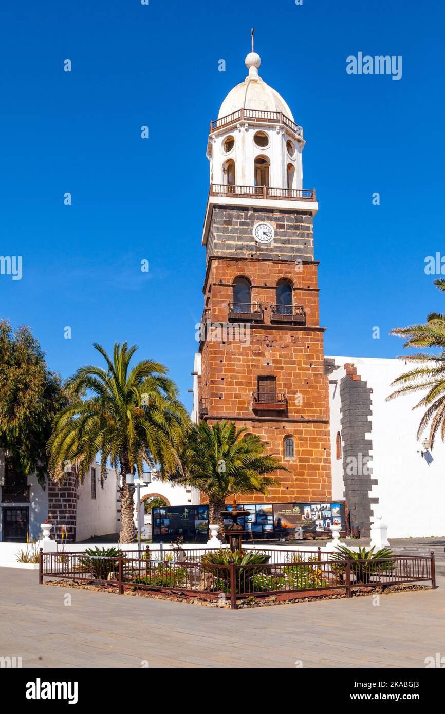 famous clock tower and church of Nuestra Senora de Guadalupe in Teguise