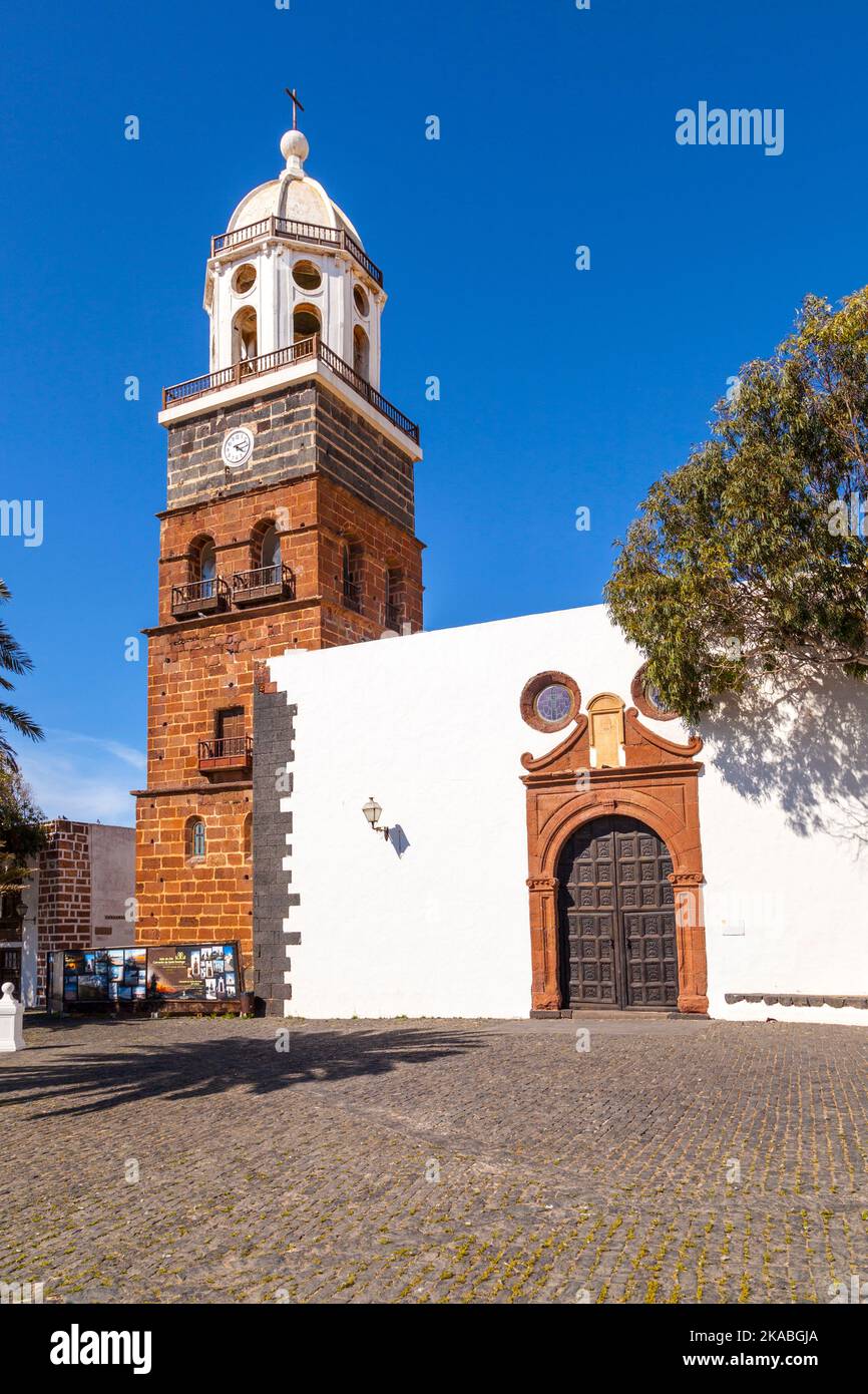 famous clock tower and church of Nuestra Senora de Guadalupe in Teguise