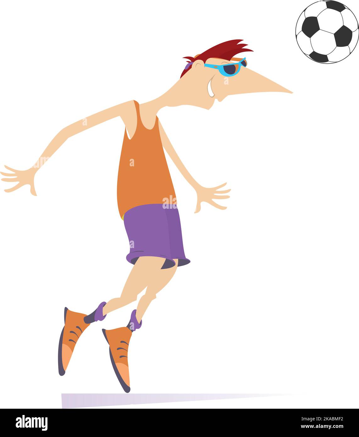 Smiling young man playing football isolated. Cartoon football player ...