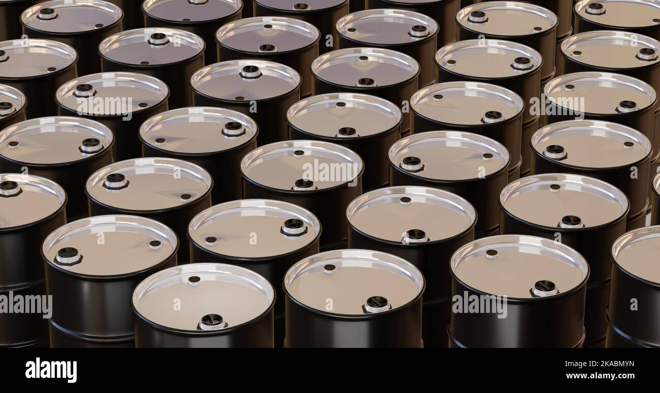 3d render of barrel containers for oil, chemical for storage in