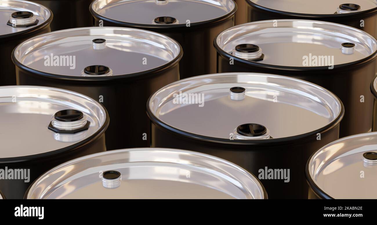 3d render of barrel containers for oil, chemical for storage in