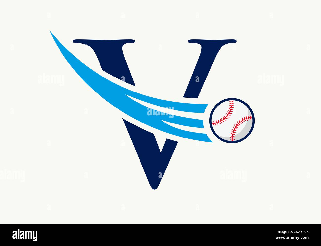 Letter V Baseball Logo Concept With Moving Baseball Icon Vector Template Stock Vector