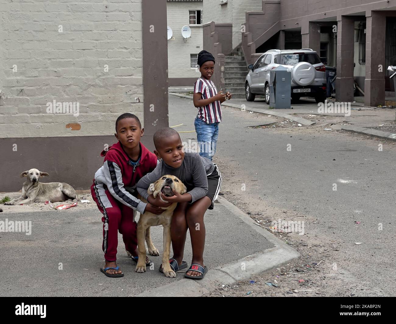 On the streets of Langa Township in Cape Town, South Africa Stock Photo