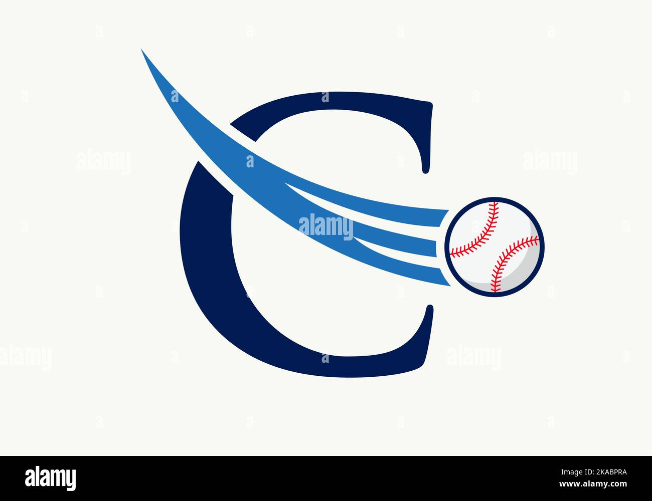 Letter C Baseball Logo Concept With Moving Baseball Icon Vector Template Stock Vector
