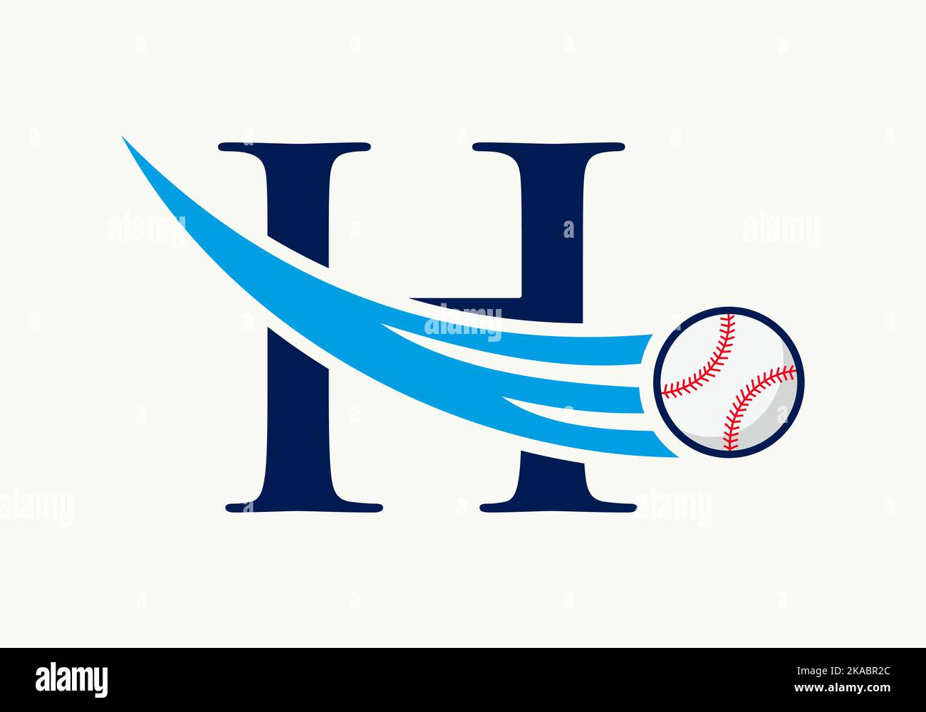 Letter H Baseball Logo Concept With Moving Baseball Icon Vector
