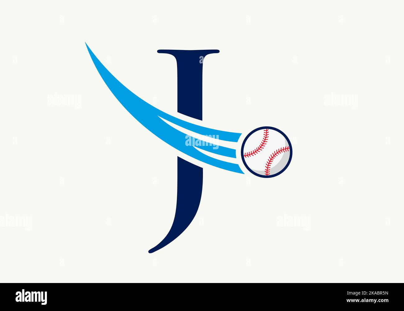 Letter J Baseball Logo Concept With Moving Baseball Icon Vector Template Stock Vector
