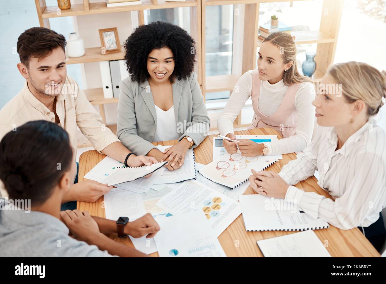 Diversity, business meeting and team have discussion, collaboration