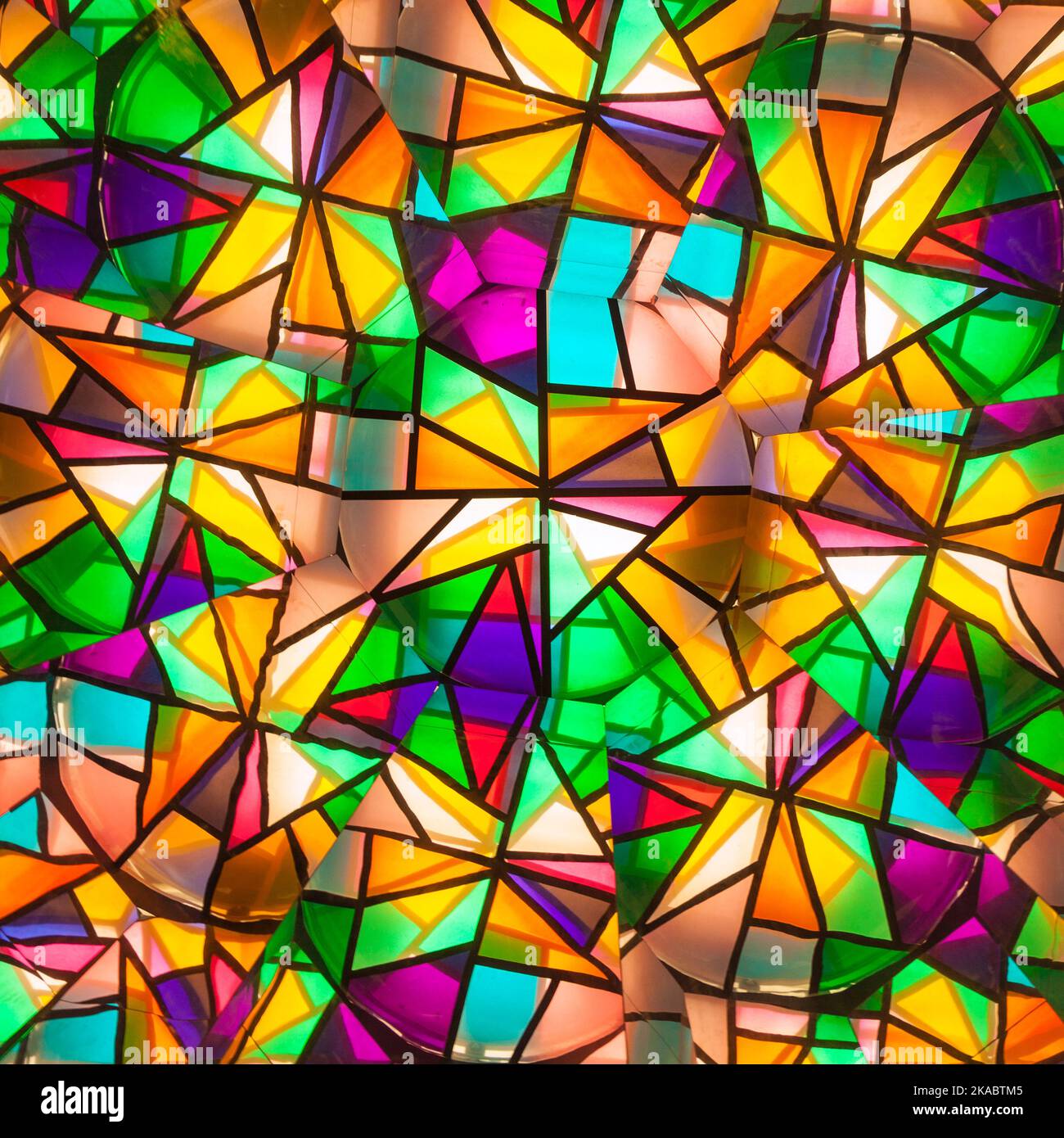 beautiful colored glass windows with asymetric pieces of different