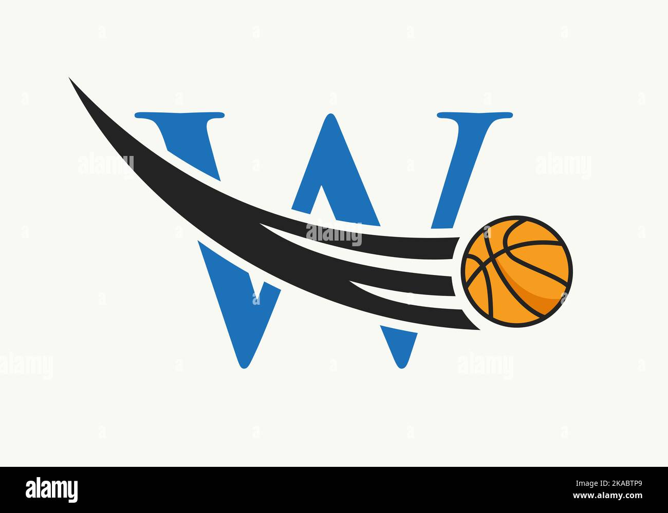 Initial Letter W Basketball Logo Concept With Moving Basketball Icon