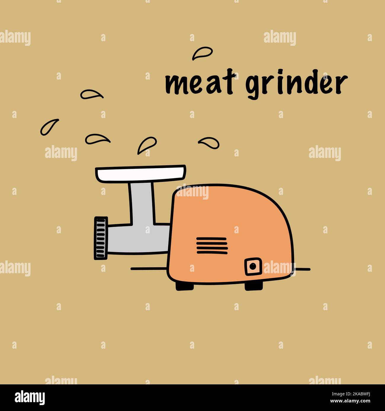 cute orange meat grinder hand drawn illustration Stock Vector Image