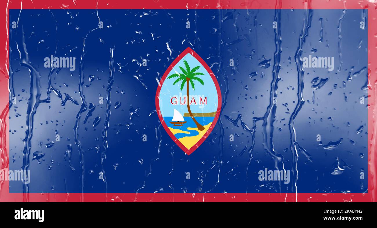 3D Flag of Guam on a glass with water drop background Stock Photo - Alamy