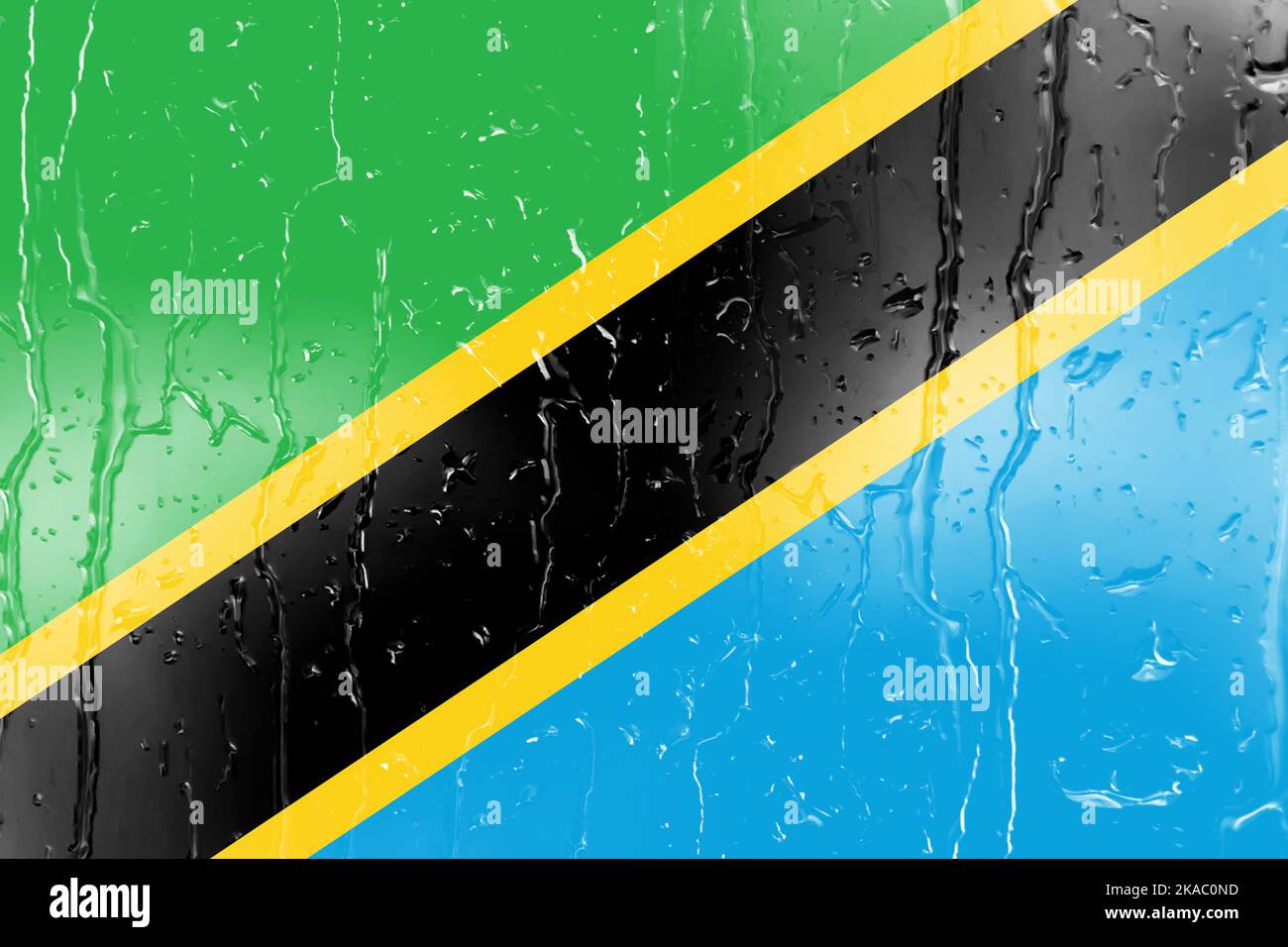 3D Flag of Tanzania on a glass with water drop background Stock Photo ...