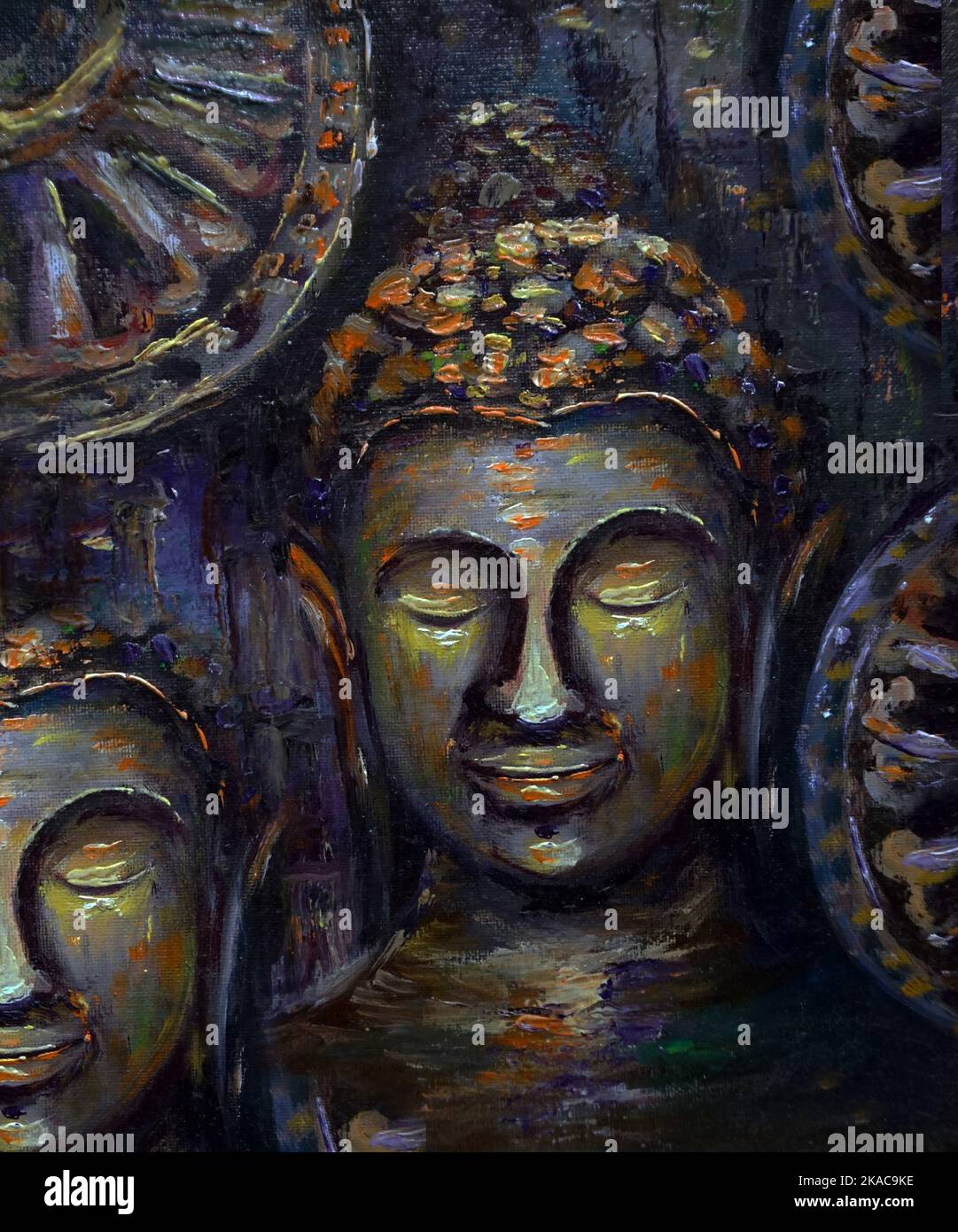 Art painting oil color Buddha statue , prosperous , auspicious Stock
