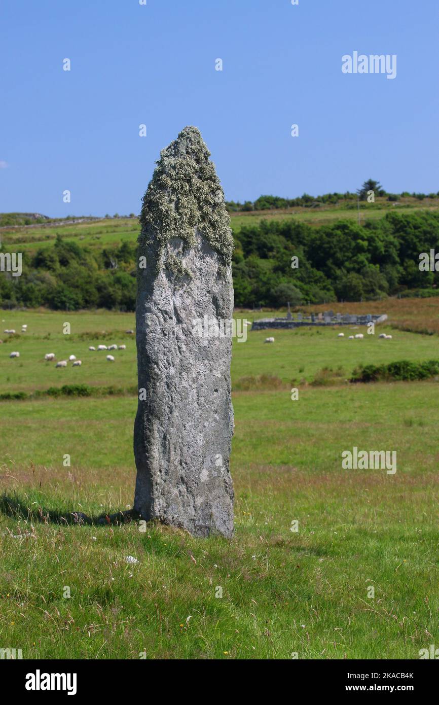 Standing Stone at Camas an Staca, Jura, Hebrides, Inner Hebrides, Inner Isles, Scotland, United Kingdom, Great Britain Stock Photo