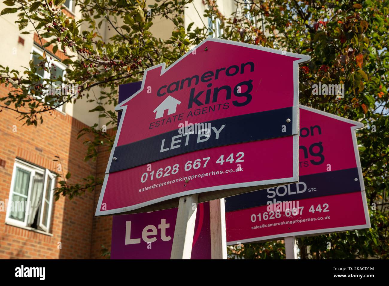 Slough, UK. 28th October, 2022. Estate agent signs are pictured outside