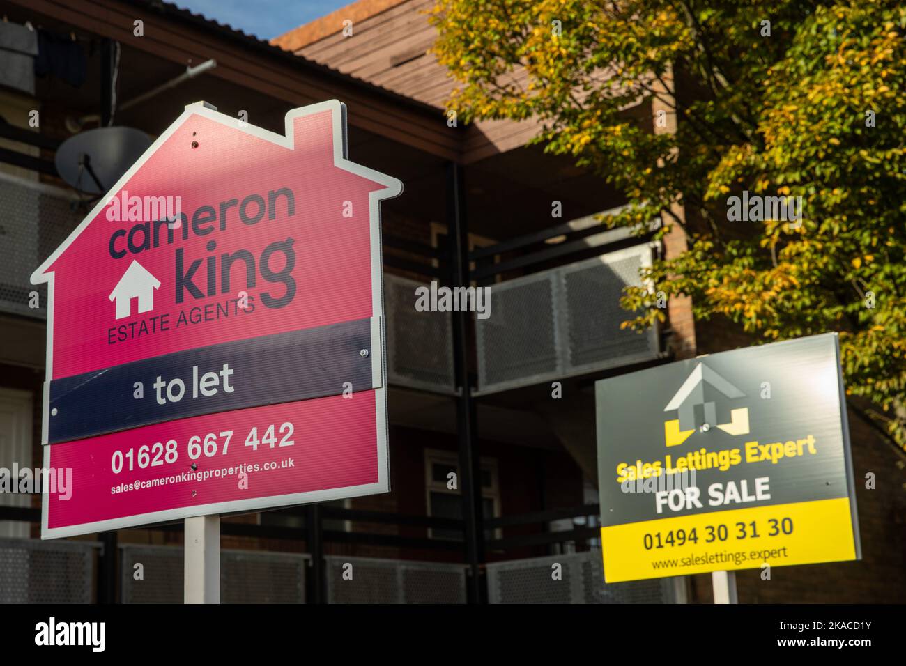 Slough, UK. 28th October, 2022. Estate agent signs are pictured outside