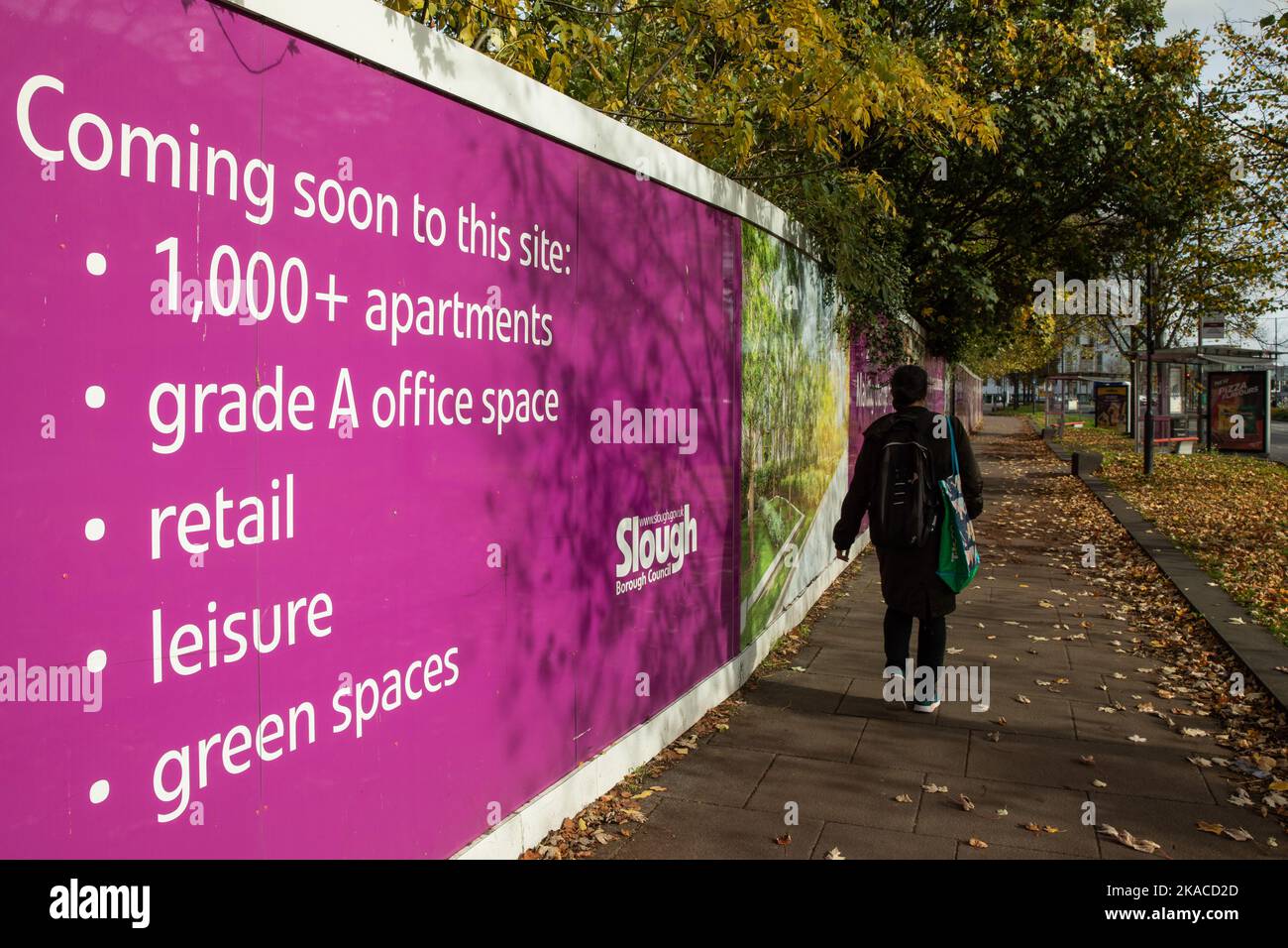 Slough, UK. 28th October, 2022. Marketing boards are pictured around a