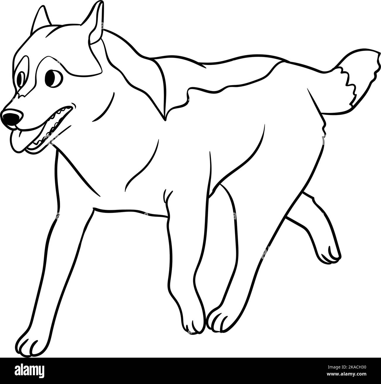 Siberian Husky Isolated Coloring Page for Kids Stock Vector Image & Art
