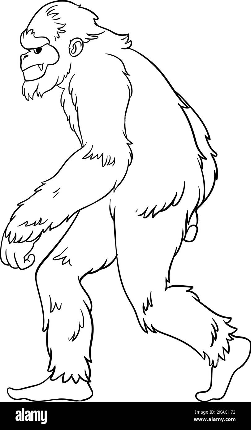 Big Foot Isolated Coloring Page for Kids Stock Vector