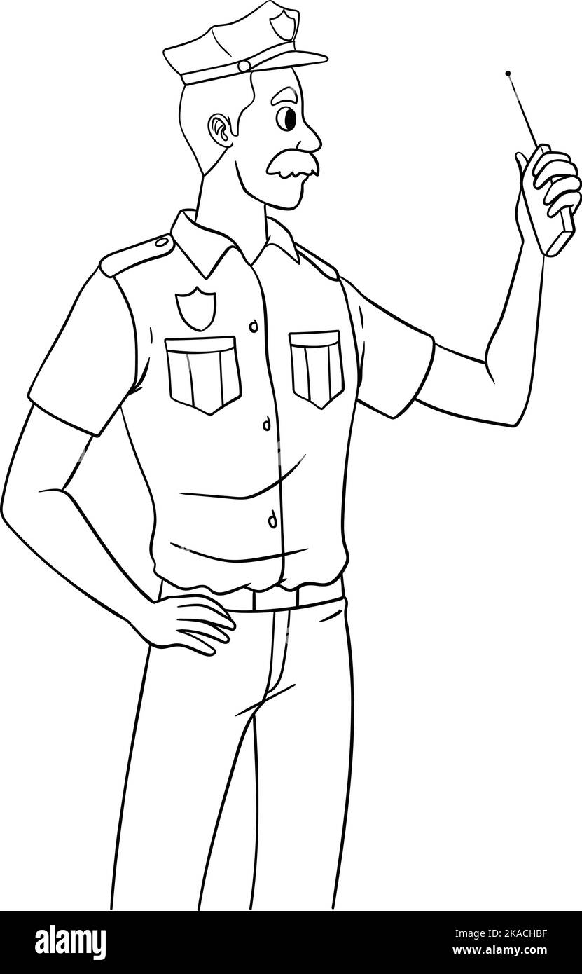 Policeman Isolated Coloring Page for Kids Stock Vector