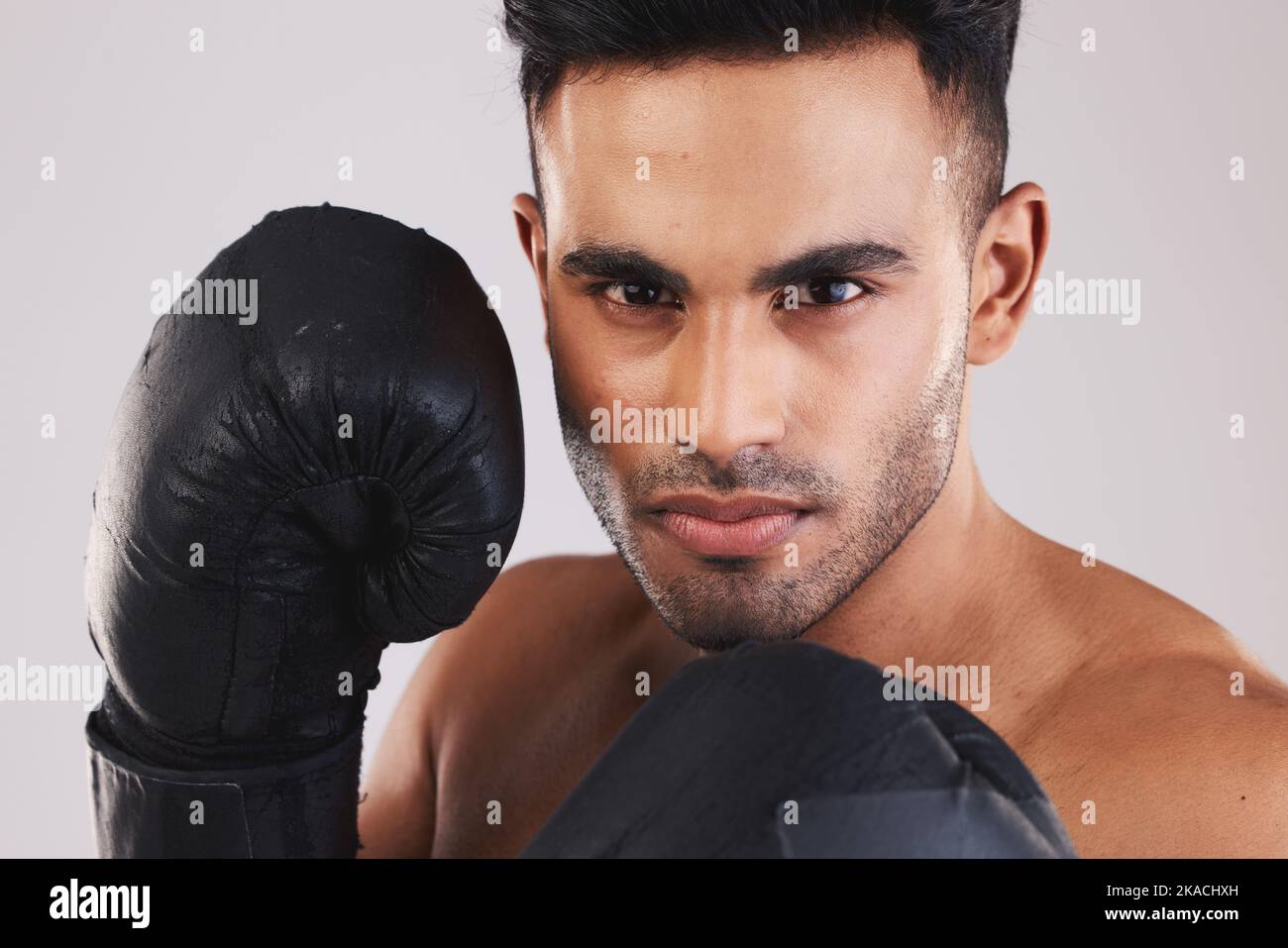 Fitness boxing, man training workout and portrait of exercise gear