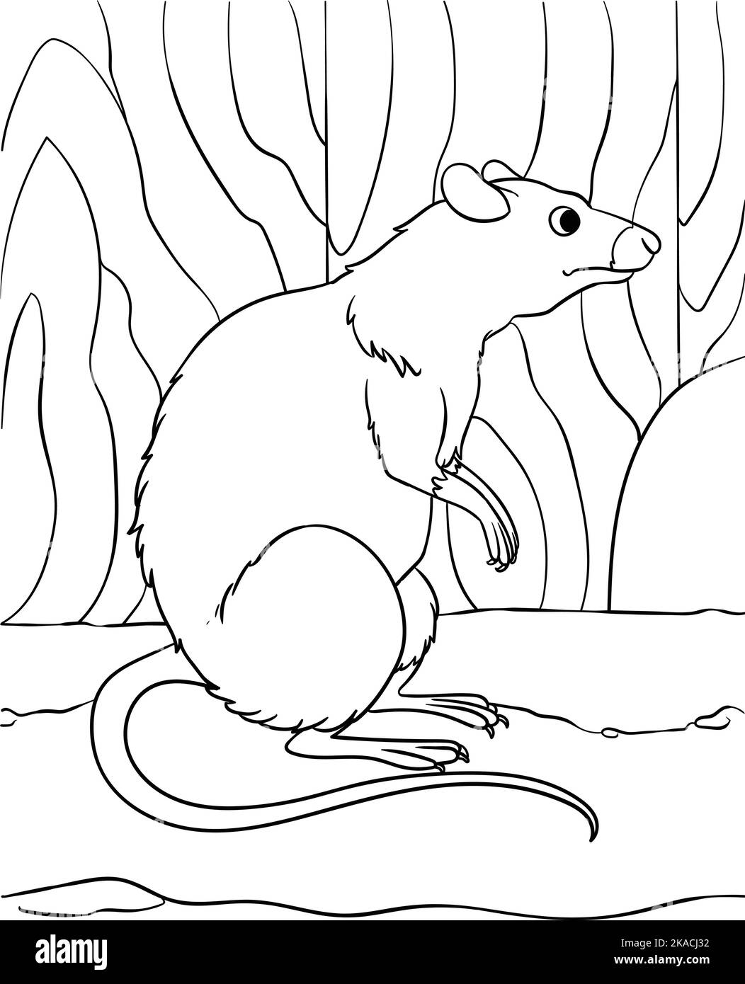 Mouse Coloring Page Isolated for Kids Stock Vector