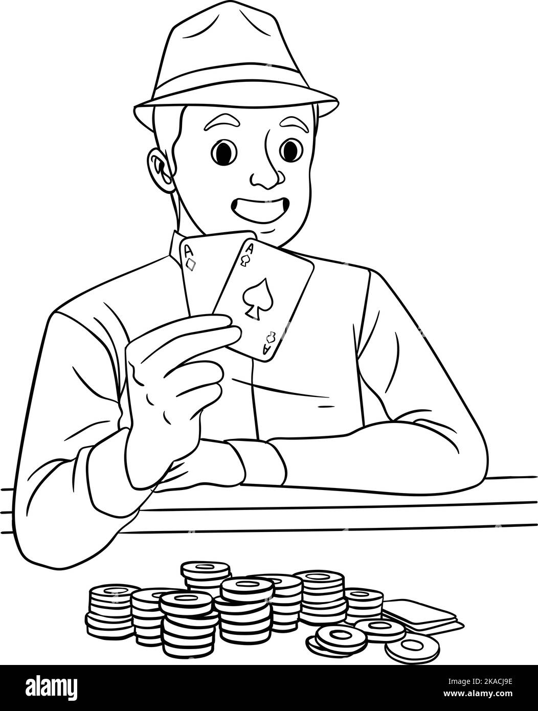 Poker Isolated Coloring Page for Kids Stock Vector