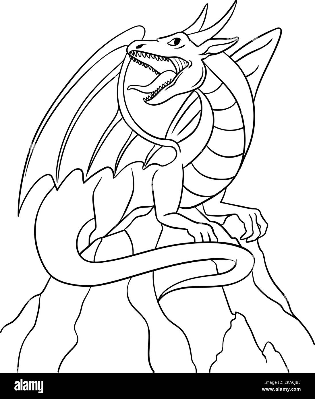 Dragon Isolated Coloring Page for Kids Stock Vector