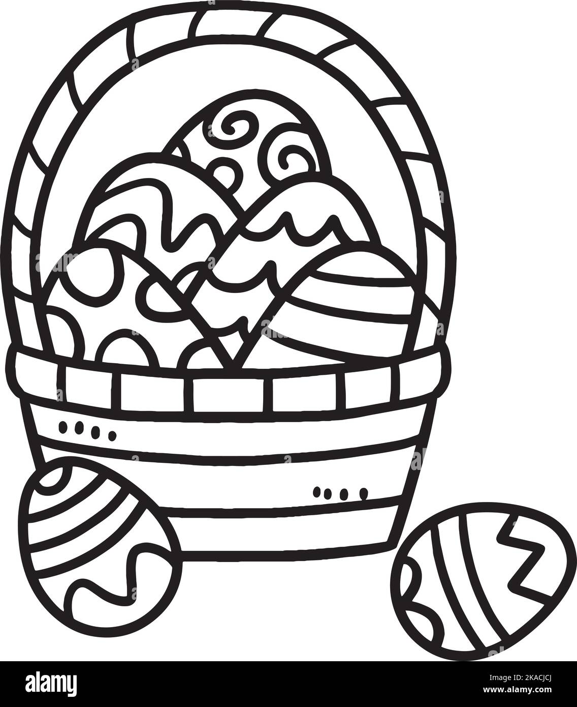 Easter Egg Basket Isolated Coloring Page for Kids Stock Vector Image