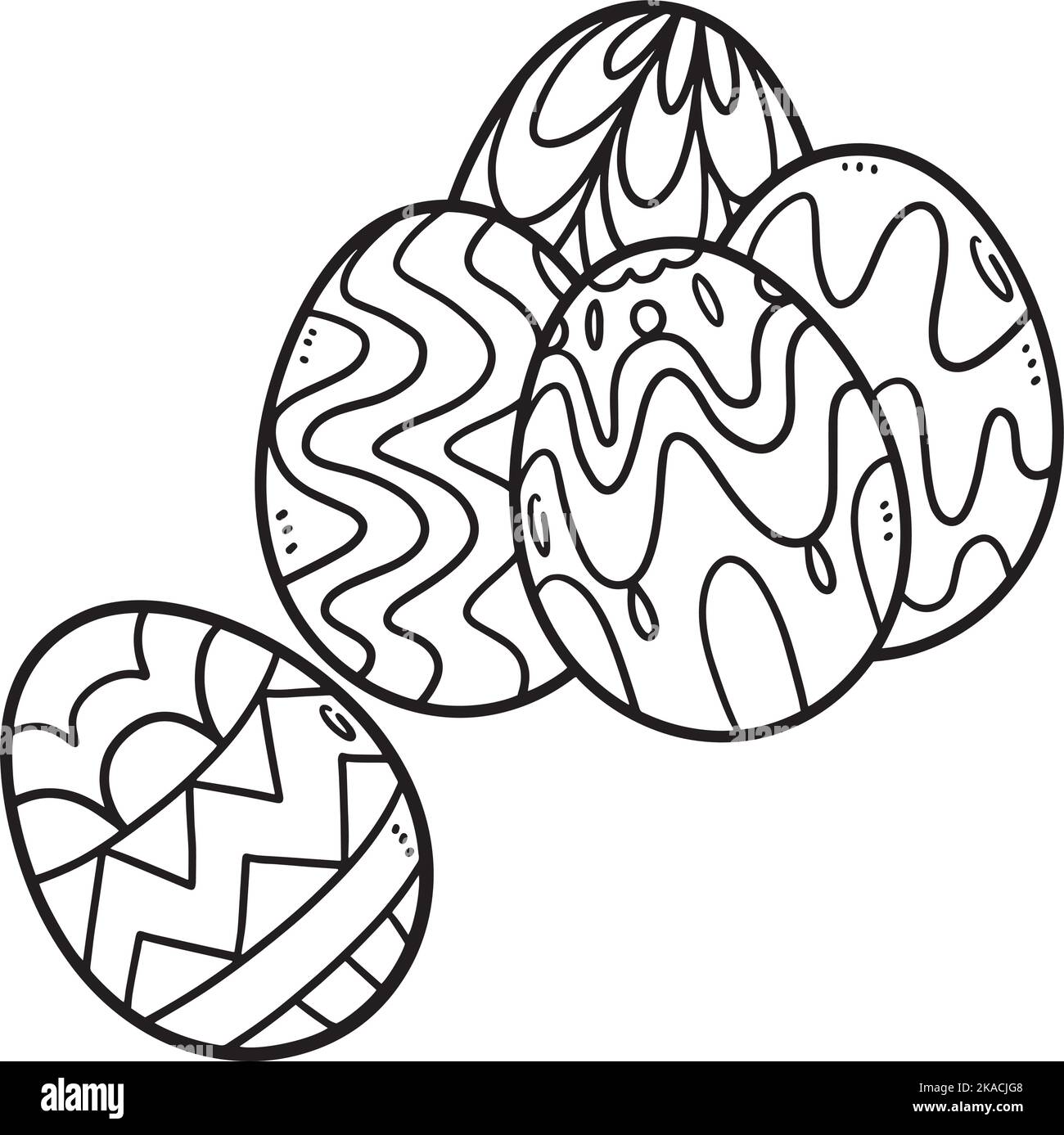 Five Easter Eggs Isolated Coloring Page for Kids Stock Vector Image