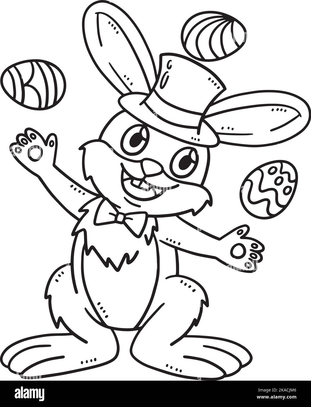 Bunny Juggling Easter Eggs Isolated Coloring Page Stock Vector Image ...