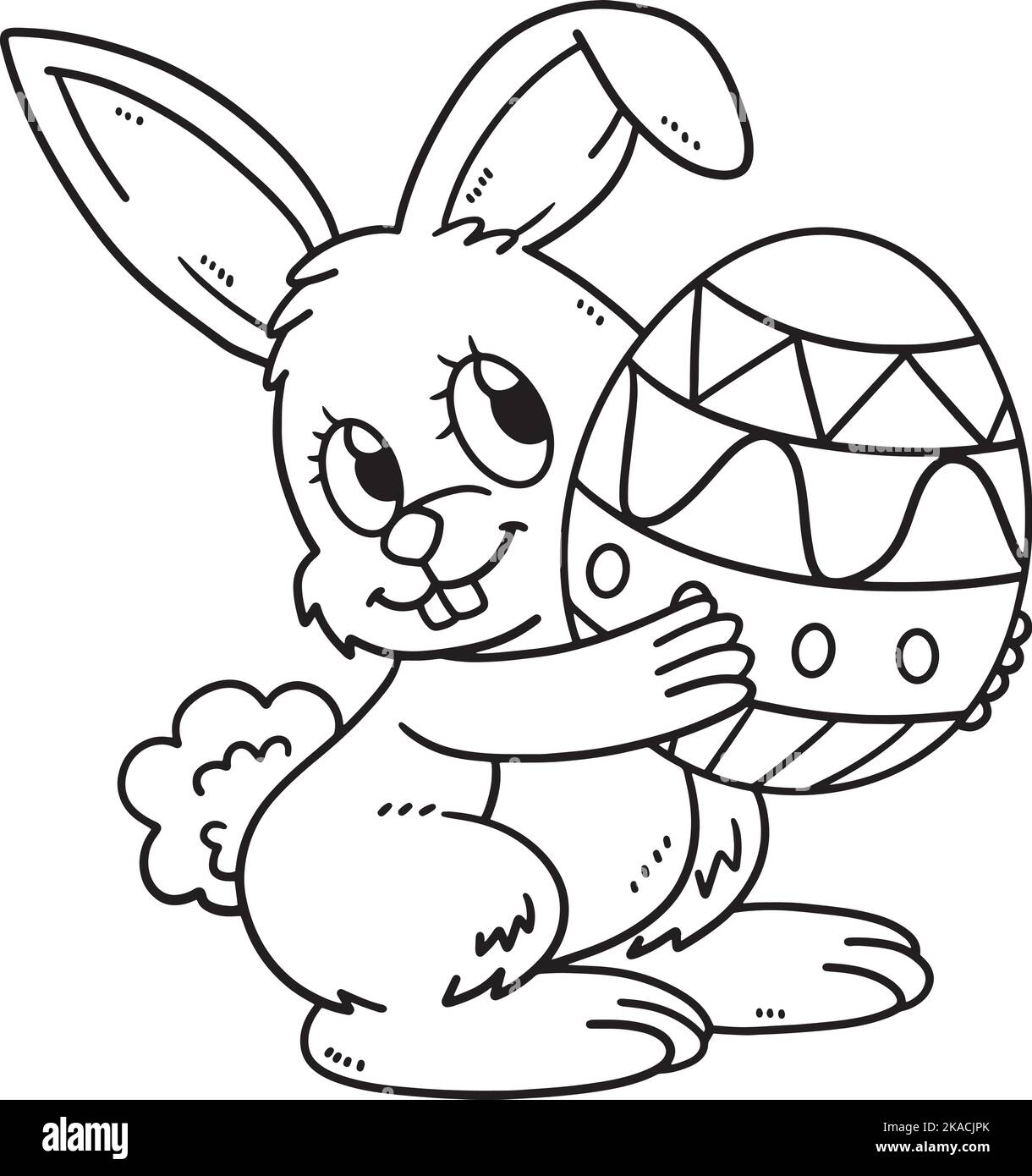 Bunny Carrying Easter Egg Isolated Coloring Page Stock Vector Image ...