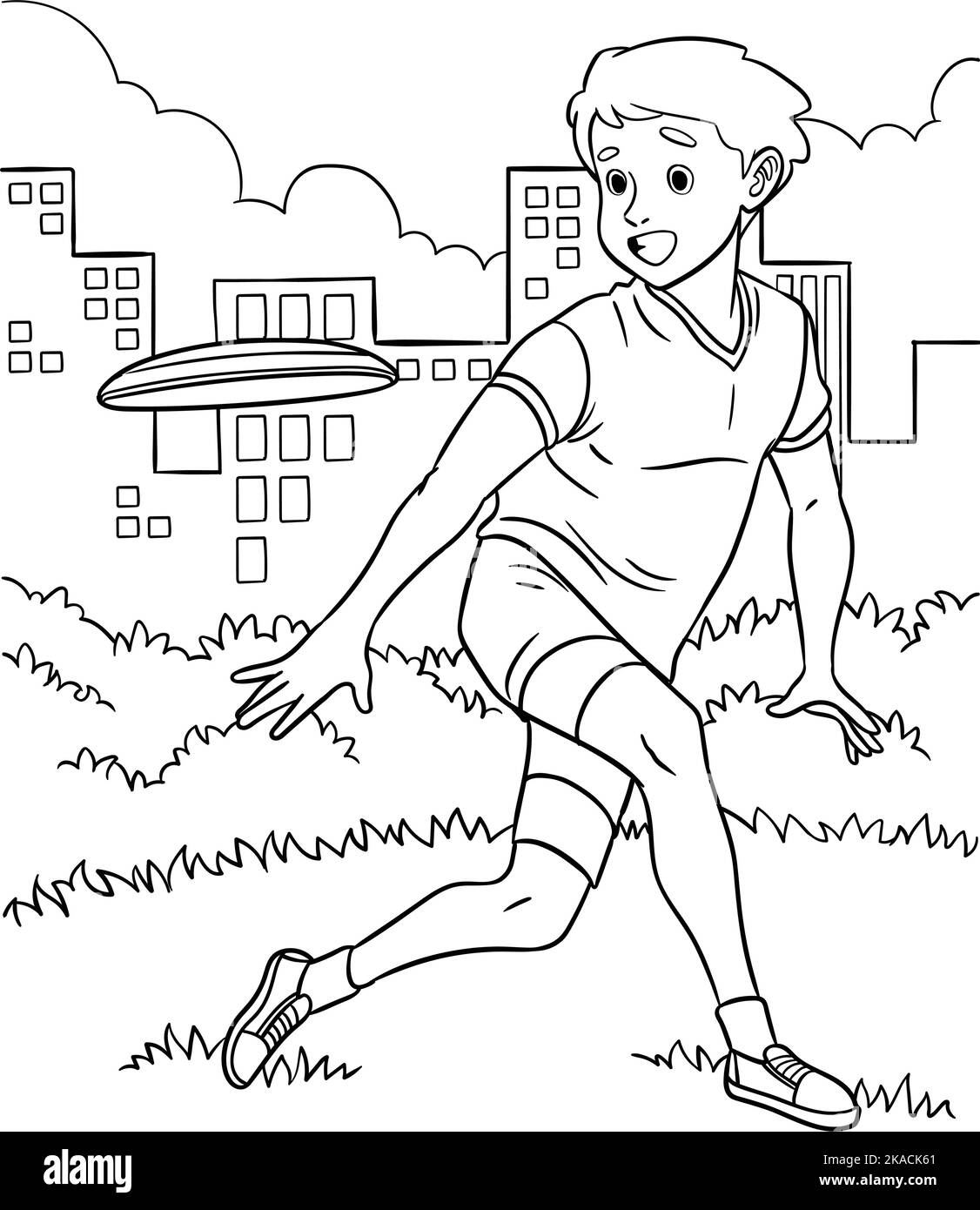Frisbee Coloring Page for Kids Stock Vector