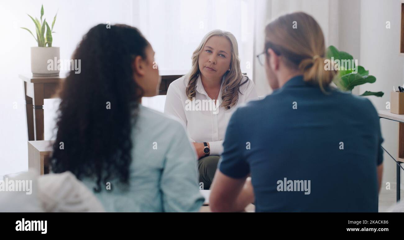 Marriage, counseling and couple therapy with a psychologist for communication, mental health and