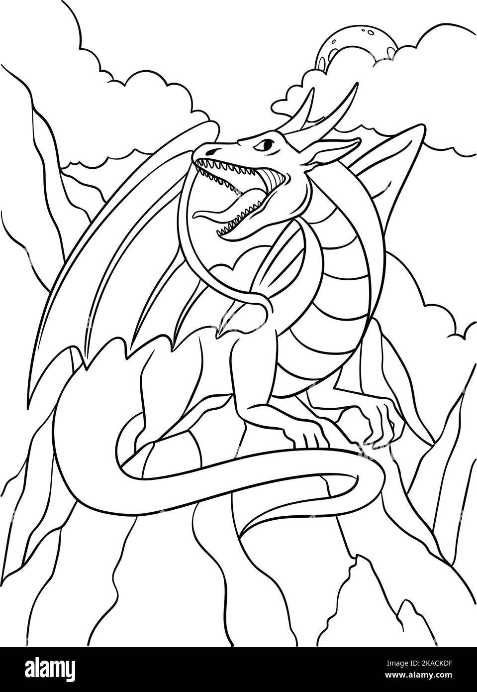 Dragon Animal Coloring Page for Kids Stock Vector