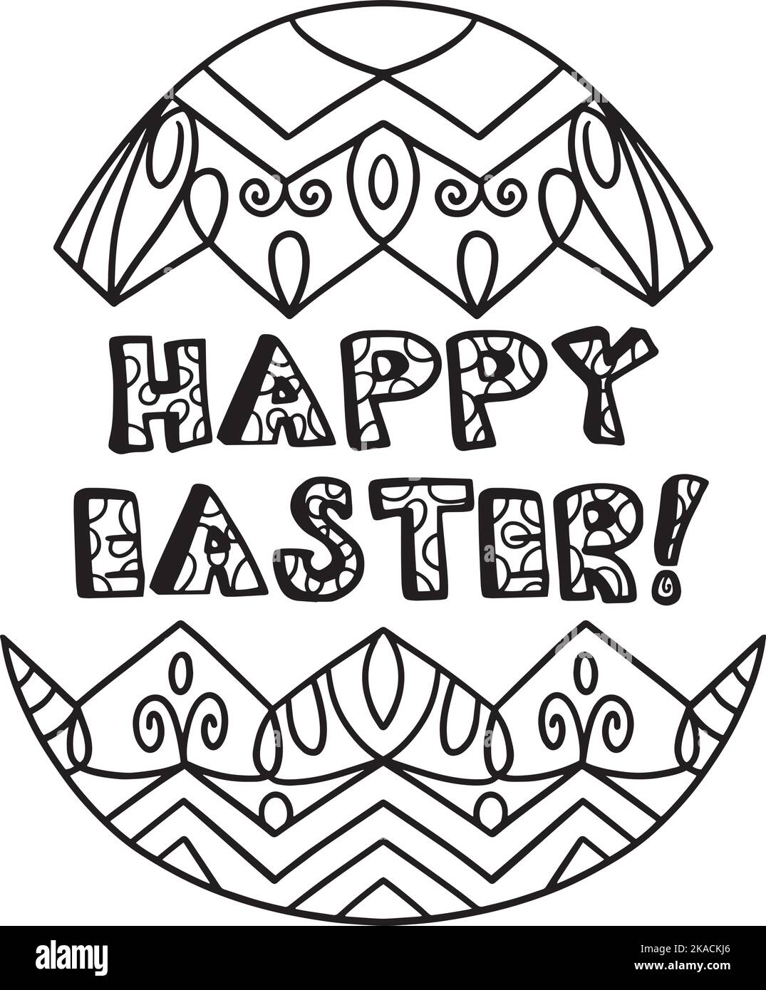 Happy Easter Egg Isolated Coloring Page for Kids Stock Vector Image ...