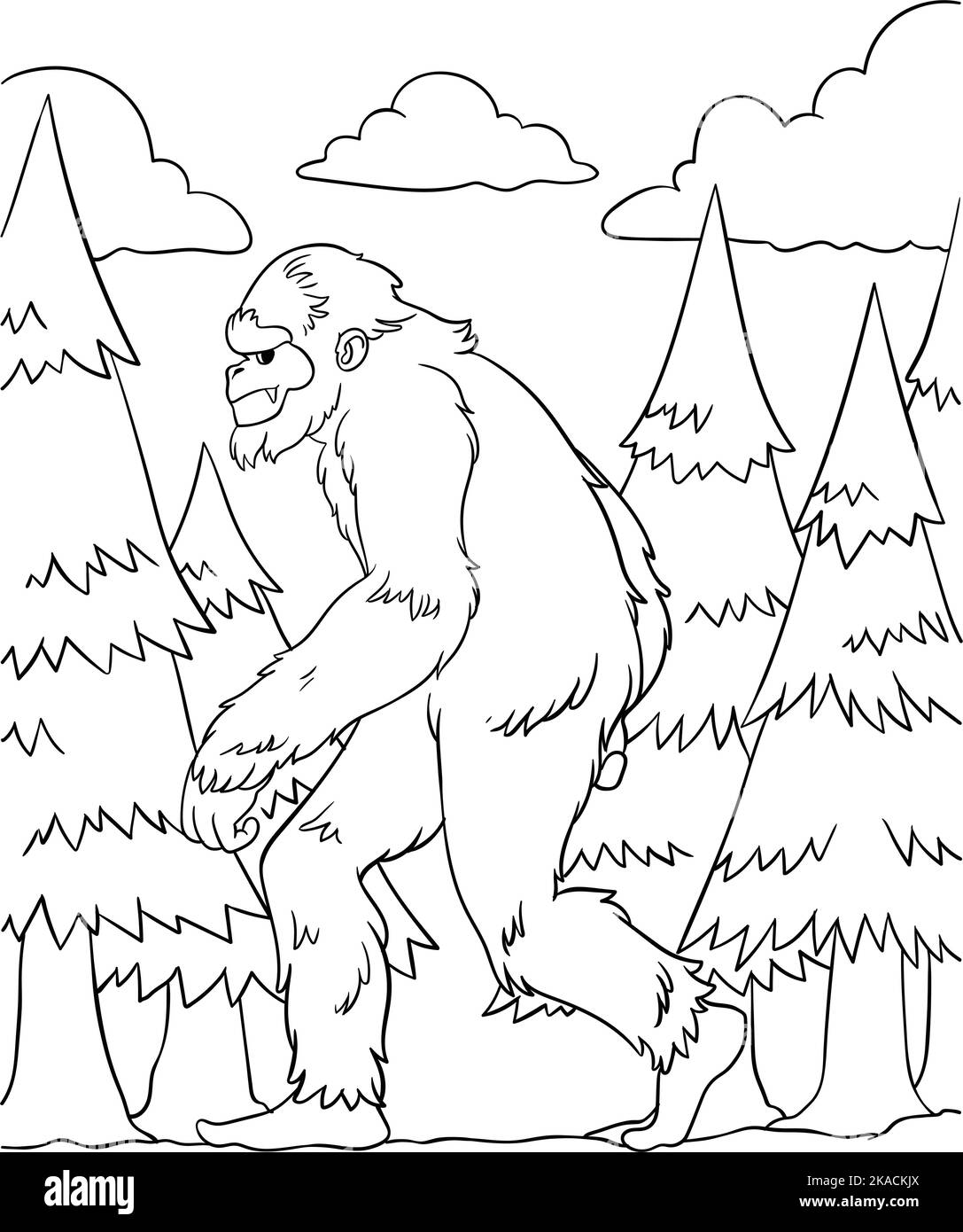 Big Foot Coloring Page for Kids Stock Vector