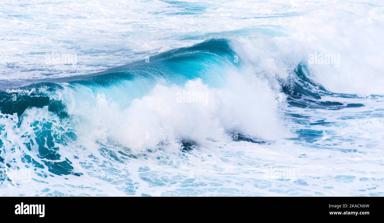 beautiful blue high waves of the atlantic ocean Stock Photo - Alamy