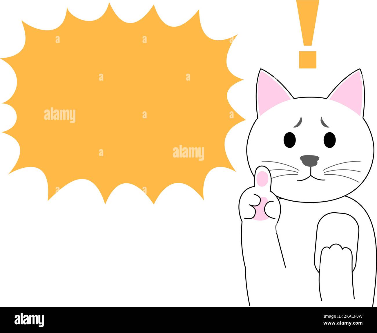 A white cat  gesturing with a finger: white background Stock Vector